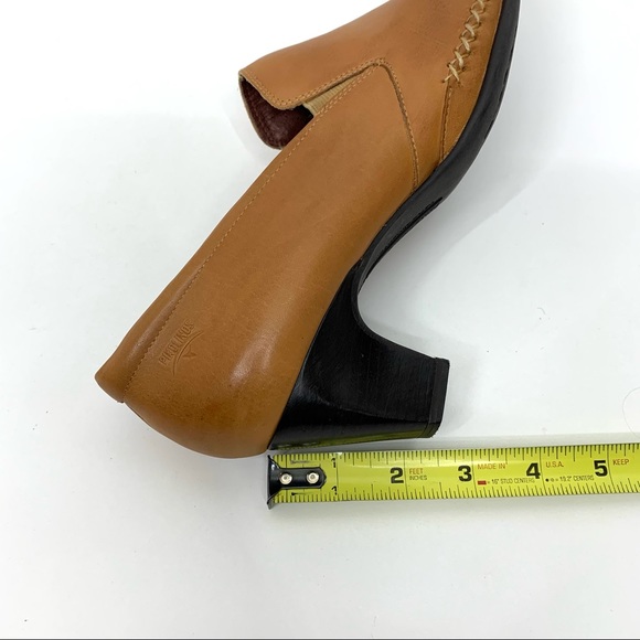 Pikolinos Warm Light Camel Tan Leather X Whipstitch Slip On Bootie Heels Size 41 - Picture 11 of 12